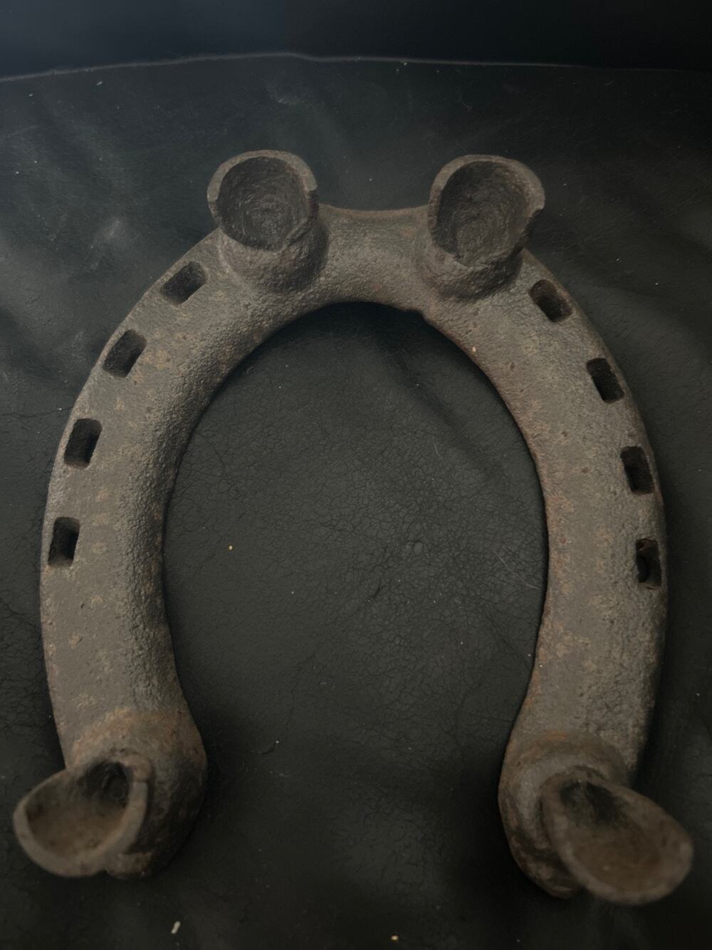 Antique Winter Draft Horseshoe - Massive Vintage Cast Iron Studded Logging Shoe,